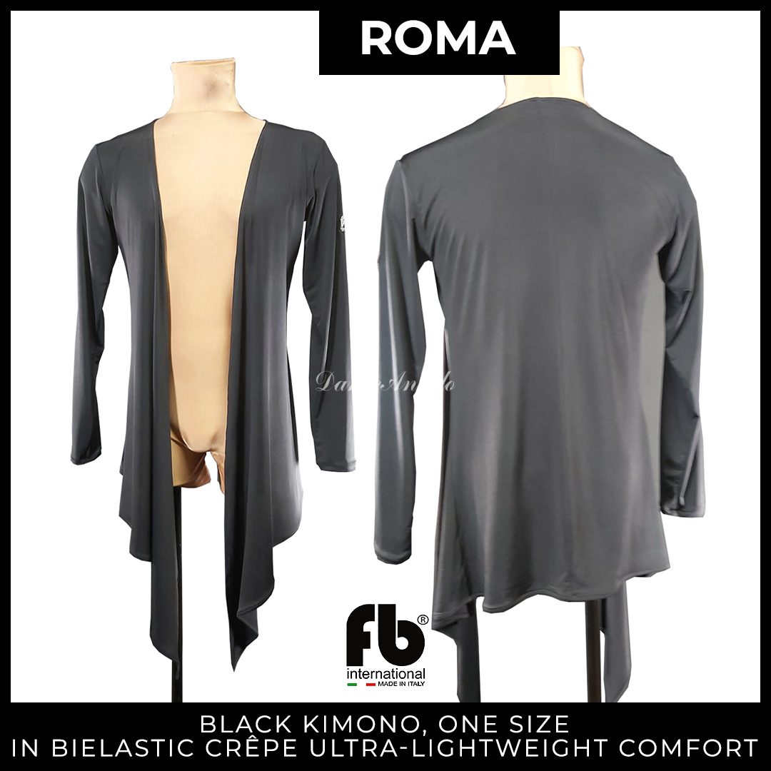 ローマ キモノタイプ黒 ワンサイズ クレープ生地